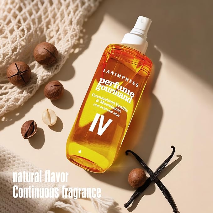 Perfume - No.4，Body Spray For Women（Eau De Perfum） Hair & Body Fragrance Mist，Amber Gourmet Tune（Roasted Macadamia Nuts+ Caramel Vanilla + Coconutblossom ） Perfumes For Women（3 fl oz）