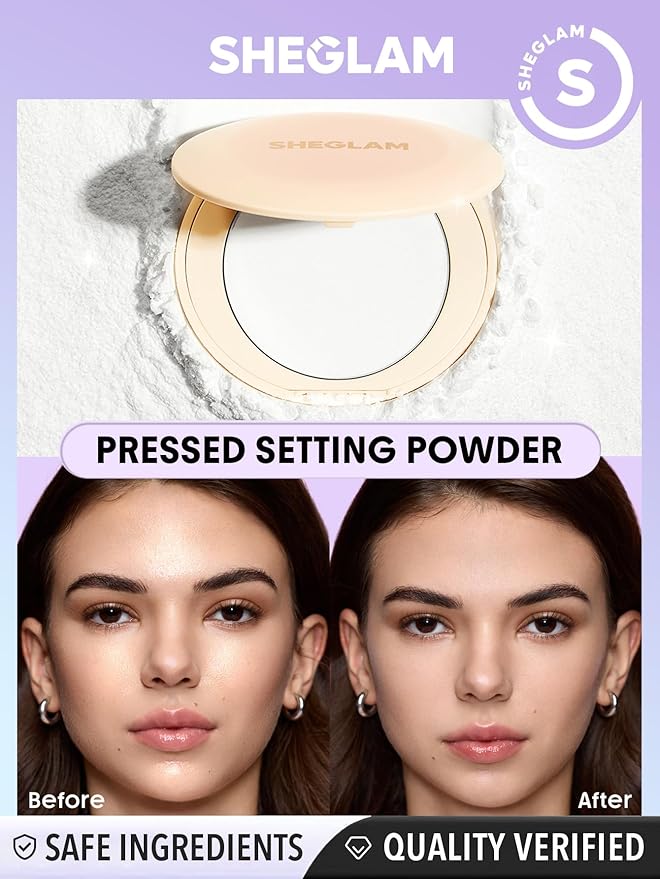 SHEGLAM Magic Veil Setting Powder Pressed Finishing Powder Waterproof&Oil Control,Moisturizing and non-drying Setting-Alabaster
