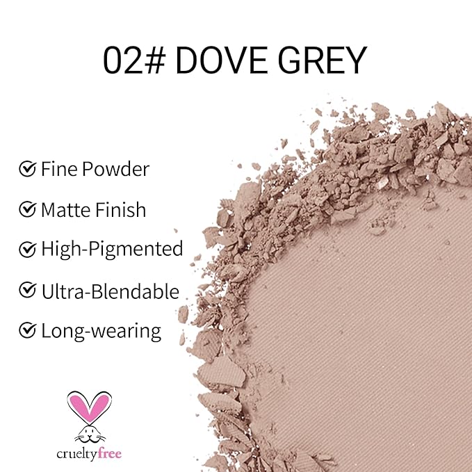 Erinde Single Beige Gray Matte Eyeshadow Palette, Natural Eye Shadow Makeup for Older Women, Neutral Nudes High Pigment Mini Monochrome Eyeshadow Sombra Para Ojos, Vegan & Cruelty-Free, C02 Dove Grey