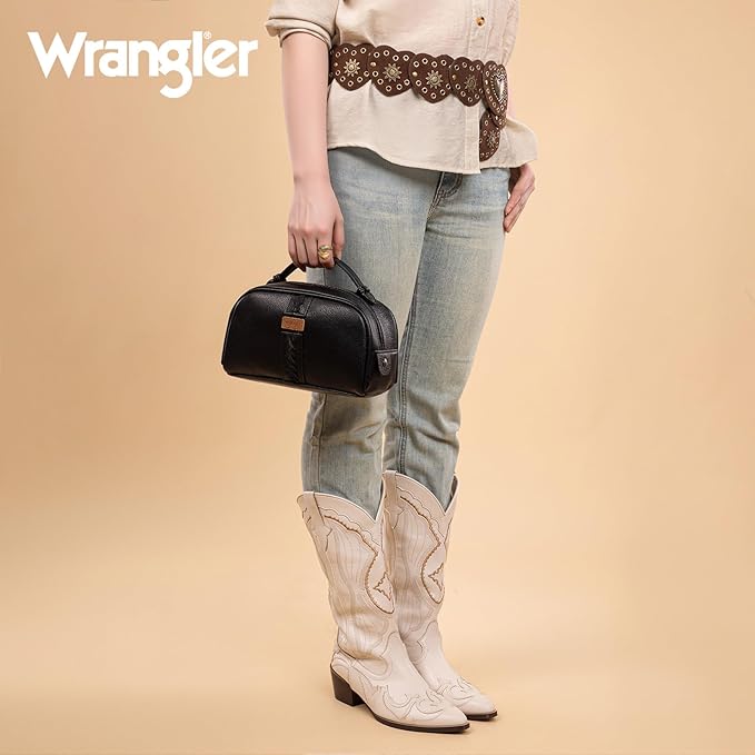 Montana West Wrangler Makeup Bags for Women Portable Toiletry Bag Small Travel Cosmetic Organizer for Gift Zipper Closure