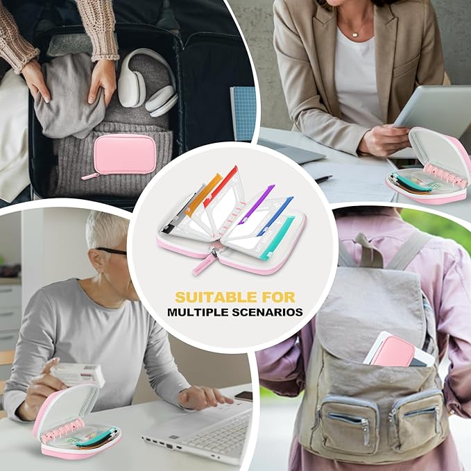 A7-L Timueetech Water-Proof Pill Pouch Set, BPA Free, A7-L Pill Loose-Leaf Storage with Color-Coded Medicine Pouches, Large Reusable Travel Medicine Organizer， Zippered Pill Organizers Weekly