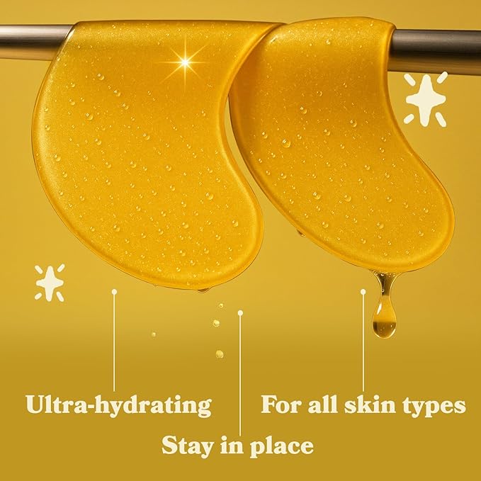 LE GUSHE Gold Under Eye Patches for Puffy Eyes and Dark Circles (20 Pairs) - Hydrating Collagen Under Eye Masks with Snail Mucin - Soothing Puffy Eyes Treatment for Women & Men - Bridesmaid Gifts