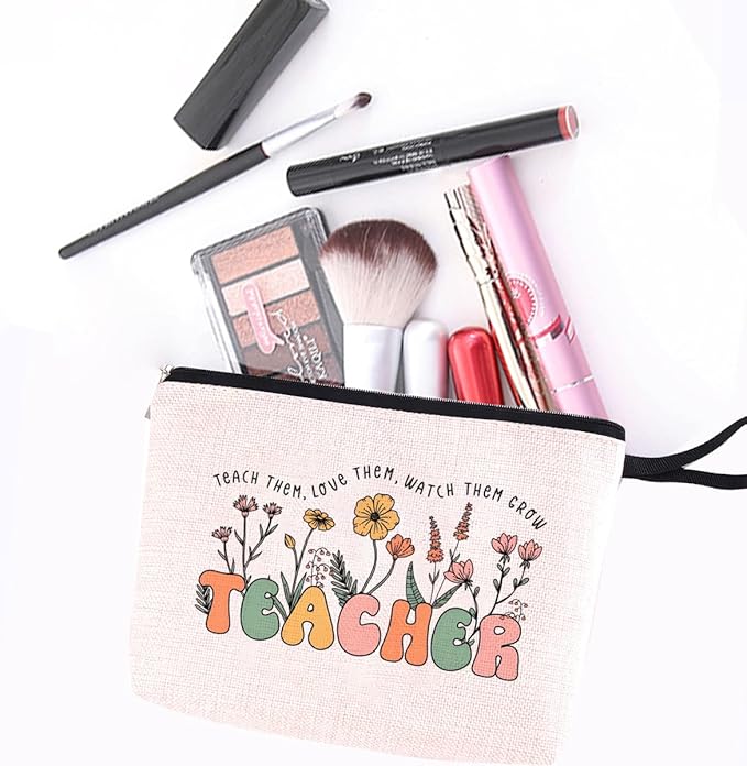 Teacher Gifts Makeup Bag Must Haves Birthday Gifts for Women Female Educator Coworker Teacher Thank You Gift Floral Cosmetic Bag Graduation Gift