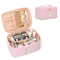 OCHEAL Makeup Bag for Women, Monogram Cosmetic Bag with Brush Holder, Pink Travel Makeup Case Beauty Toiletry Bag Organizer Personalized Gifts for Girls Bridesmaid, Sister, Wife, Friends Initial Z