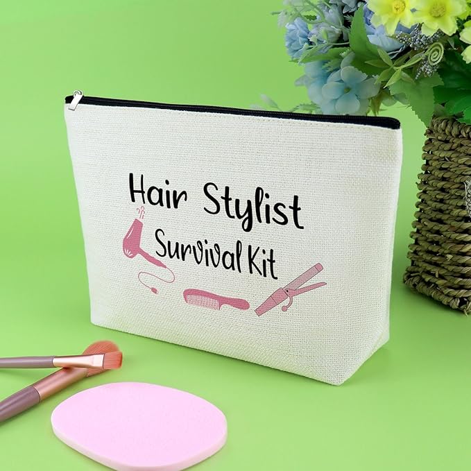 Hairdresser Gifts Hair Stylist Makeup Bag Inspirational Gifts for Hairstylist Hair Dresser Cosmetic Bag Retirement Presents for Hairdresser Cosmetology Graduation Presents Travel Cosmetic Pouch