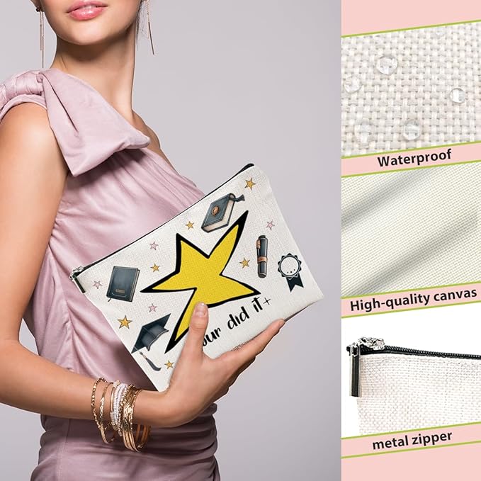 Graduation Gifts Makeup Bag Cosmetic Bag, Senior Night Gifts Congrats Grad Travel Organizer Zipper Pouch Graduation Gift for Women Doctorate PHD Master Degree Female Her College Senior