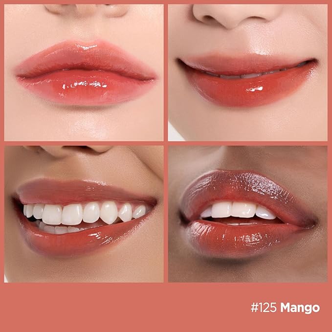 Laka Fruity Glam Tint, Glowing Lip Stain with Wide Color Spectrum, Hydrating & Lightweight Texture, Long-Lasting Bold Stain, Non-Sticky, Vegan, K-Beauty (#125 Mango, 4.5g/0.15oz)