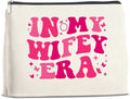 Wifey Makeup Bag Engagement Gifts for Women, Bridal Shower Wedding Bachelorette Party Gifts for Wife Bride, In My Wifey Era Cosmetic Bag Gift