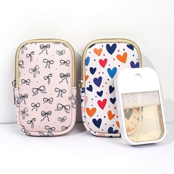 COOKOOKY 2 Pack Hand Sanitizer Spray Case Compatible with Touchland, Hand Sanitizer Holder, Mini Zippered Pouch, Small Makeup Bag for Women Friends Girls Gifts Idea