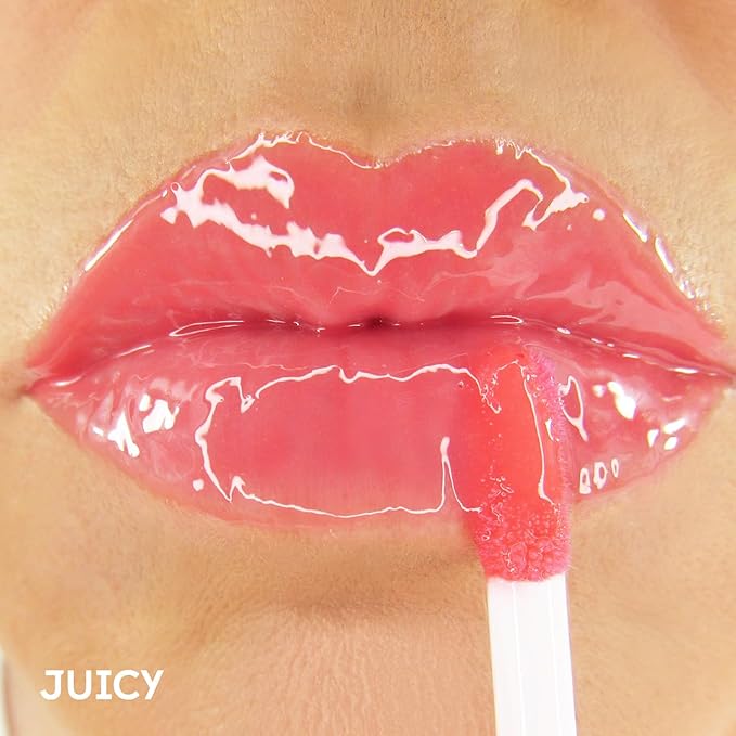 Winky Lux Juicy Very There Lip Oil - Hydrating Coral Pink Tint with Jojoba Oil, Non-Sticky Glossy Lip Oil, Bright Pink Gloss for Juicy Lips & Soft Vanilla Scent