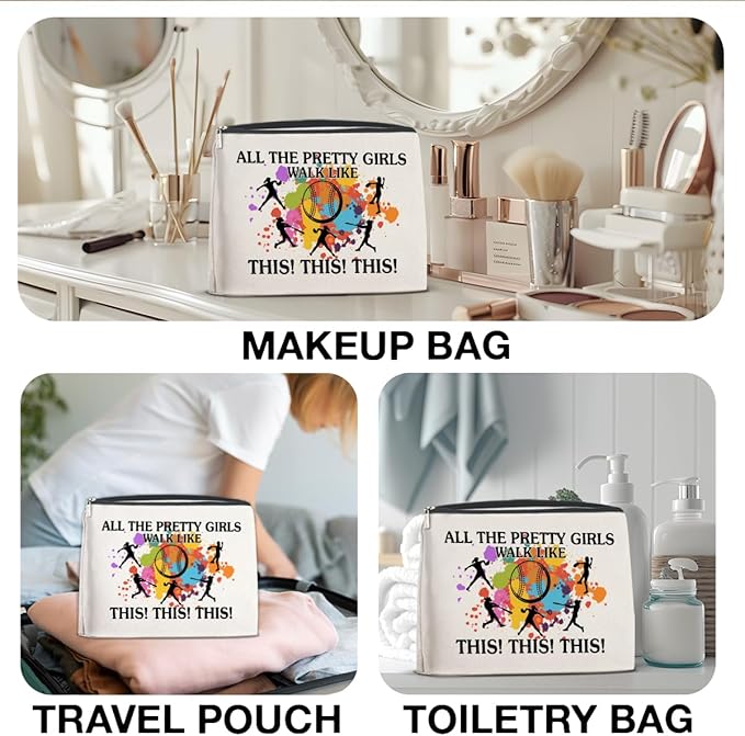 Softball Gifts Makeup Bag, Cool Gifts for Women Her Girl Christmas Friendship Gift for Softball Lovers Team Players BFF Besties Cosmetic Travel Bag Pouch for Purse