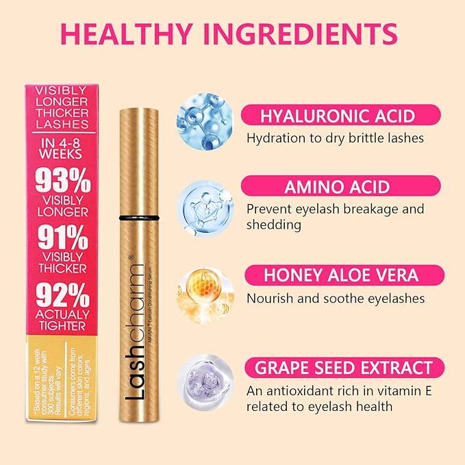 Lash Enhancing Serum, Women's Advanced Cosmetics, Eyelash Growth Serum, Promote Longer, Fuller, and Denser Eyelashes, Fast and Effective (Gold, 0.1 Fl Oz (Pack of 1))