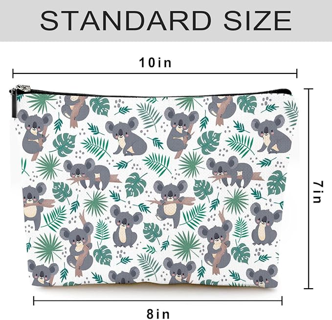Small Makeup Bag for Purse Cute Canvas Waterproof Cosmetic Bags for Women Zipper Travel Toiletry Pouch-Koala Makeup Bags