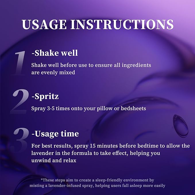Lavender Sleep Spray, Natural Chemical-Free Sleep Aid, Calming Pillow Mist for Relaxation and Better Sleep