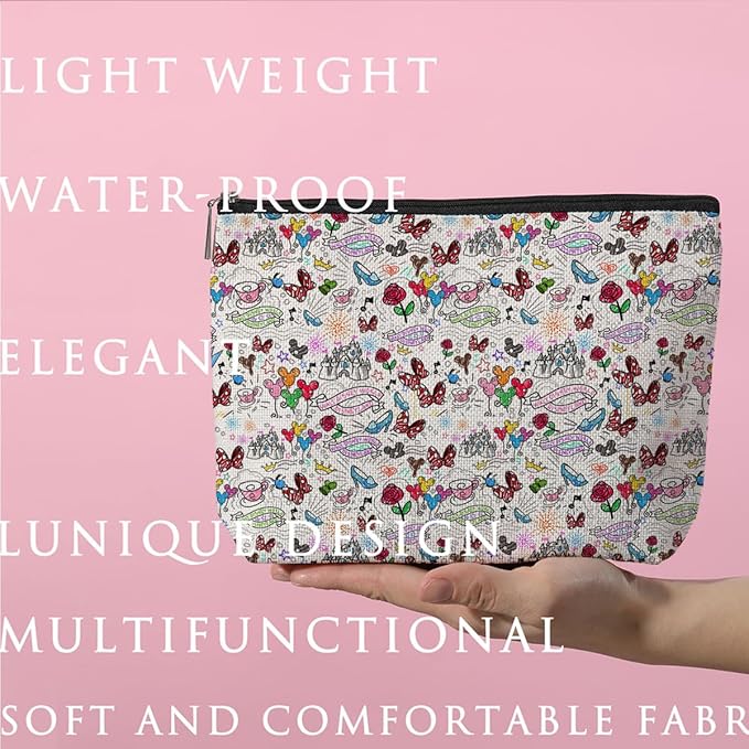 Cute Mouse Cartoon Themed Magic Makeup Bag - Graduation, Nurse, Mother's Day, Birthday Gift for Women, Movie Lovers, Girls, Best Friend, Niece - Animal Lovers Cosmetic Bag