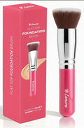 Lamora Makeup Brush Foundation Kabuki - Flat Top Face Brush for Liquid, Cream, and Powder Cosmetics - Full Coverage Blending, Buffing, Stippling, Contouring