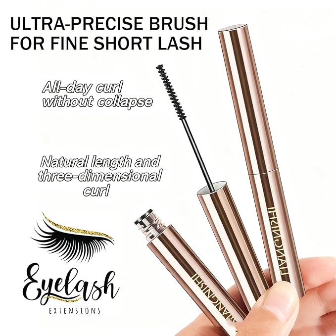 Ultra-Slim Brush Tubing Mascara for Mature Lashes – Waterproof Volume + Length for Fine Short Lower Lashes, Hypoallergenic Smudge-Proof Formula, Older Women Sensitive Eyes Friendly (Black)