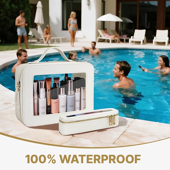 Clear Makeup Bag with Mini Cosmetic Bags,Travel Toiletry Bag for Women,Portable Cosmetic Bag Case, Transparent Waterproof Cosmetic Organizer Storage Bag for Women Men