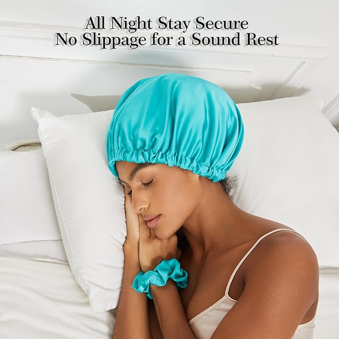 Satin Bonnet Silk Bonnet for Sleeping Women Double Layer Hair Bonnet Wrap Sleep Cap Gifts for Women Curly Hair