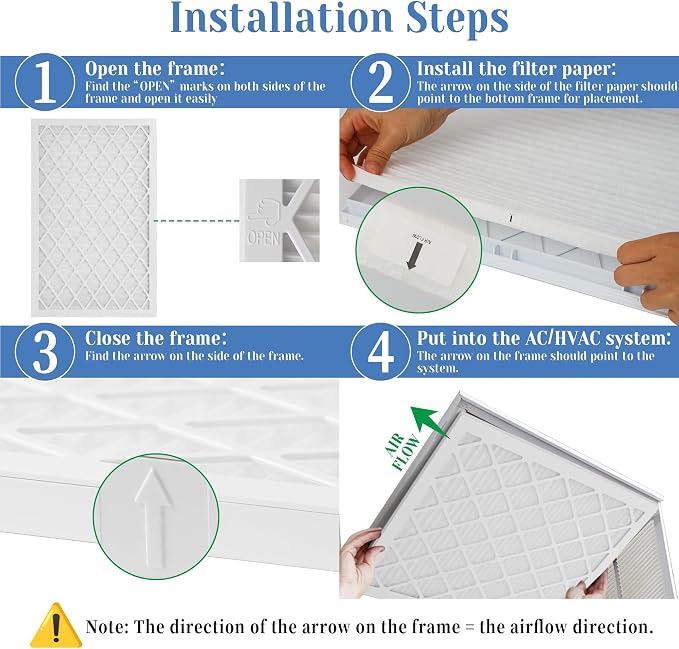 20x25x1 MERV 11 Air Filter, Quality AC/HVAC Furnace Filter，1 Reusable ABS Frame - Image 3