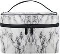 Makeup Bag, White Marble Travel Makeup Organizer Bag Cosmetic Cases Toiletry Bags for Girl Women Ladies