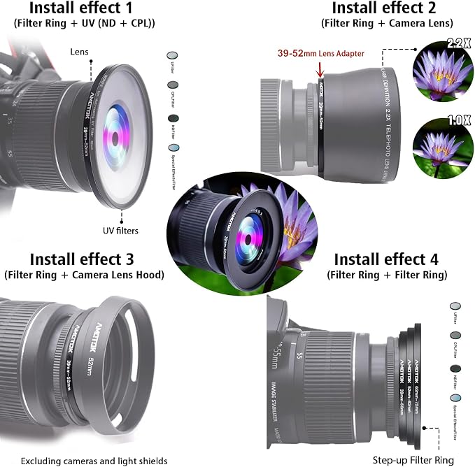 39mm Lens to 52mm Camera Lens Adapter, 39mm to 52mm Filter Step up Ring Adapter - Image 6
