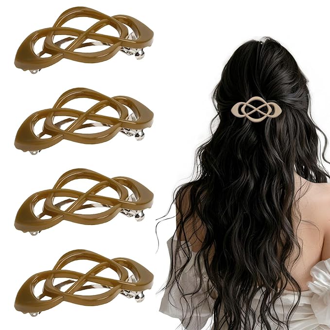 Vintage French Barrette Hair Clips, Hair Barrettes Hair Accessories for Women Girls, Elegant Retro Non Slip Clip with Classic Design Thick to Thin, Stylish Accessories Hair (Jelly Green, 4PCS)