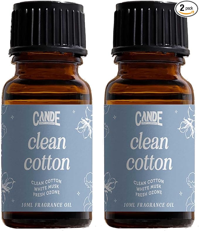 CANDECraftCo Premium Fragrance Oil – Diffuser Oils Fragrances Scented for Home, Candle Soap Making Supplies, Aromatherapy Blends for House (0.34 Fl Oz) (2-Pack, Clean Cotton)