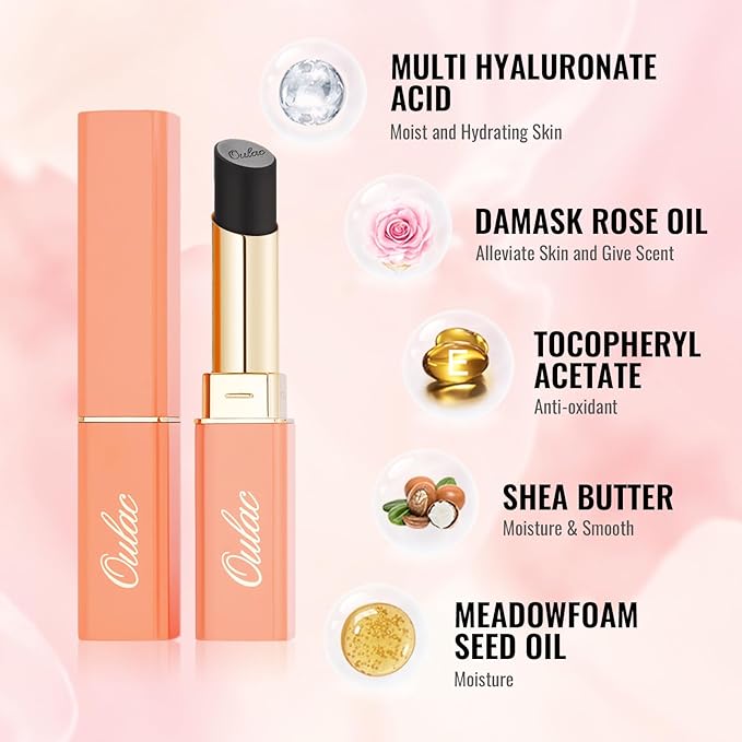 Oulac Black Lipstick for Women, Halloween Matte Lipsticks, Full Coverage Lip Color, Satin Matte Finish, Cream Texture, Hydrating, Infused with Hyaluronic Acid, Vegan & Clean Beauty 4g SG16