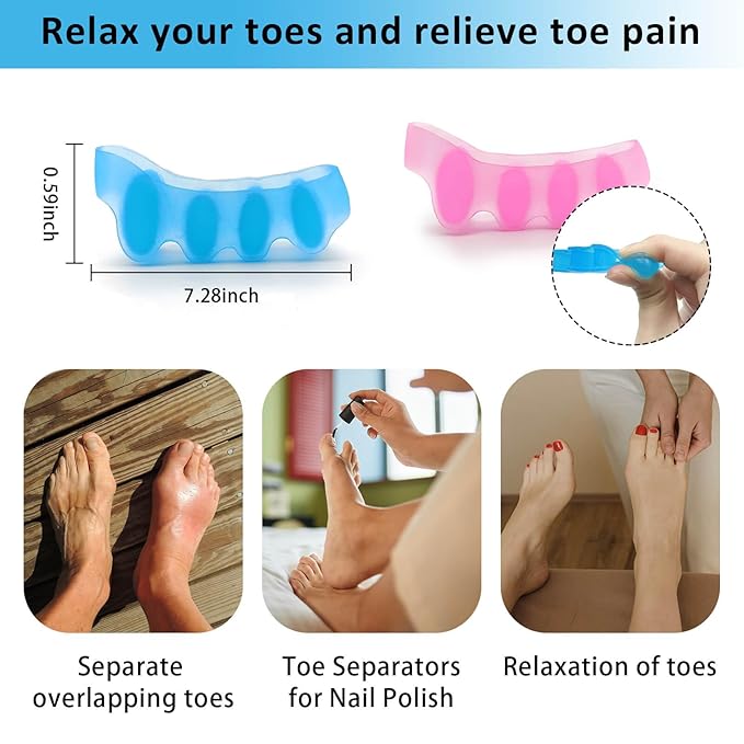 SUNFATT Toe Spacers for Women,Toe Separators for Women,Relieves OverlappingToes,Bunions Corrector and Hammer Toe Pain,Gel Toe Spreader Separates Toes and Relaxes Toes.