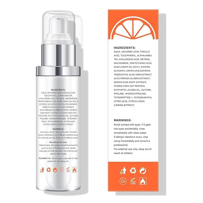 20% Vitamin C Serum, Retinol Serum for Face, Dark Spot Remover for Face, CE Ferulic Acid, Hyaluronic Acid, Hydrate & Plump Skin Care Anti Aging Wrinkle Brightening Skincare -1 Fl Oz.