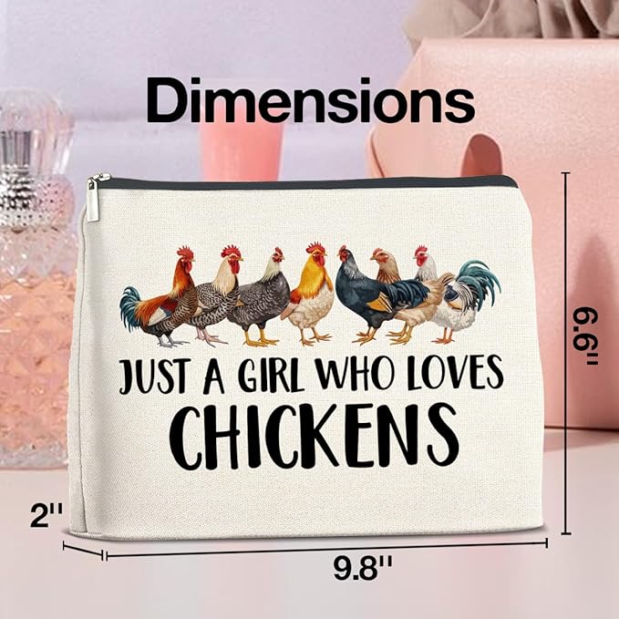 Chickens Gifts Makeup Bag Funny Chickens Gifts for Girl Women Cosmetic Bag Zipper Makeup Pouch Gift