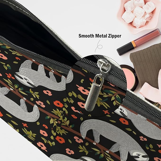 Sloth Gifts Makeup Bag, Sloth Stuff Cosmetic Bag Travel Pouch, Sloths Lovers Gifts for Women Girls Daughter Sisters Coworker Best Friend Friendship Graduation Birthday