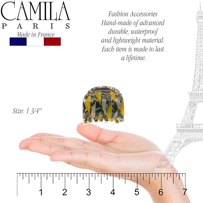 Camila Paris CP3270 French Hair Clip for Women, Small Handmade Mustard, Girls Hair Claw Clips Jaw Fashion Durable and Styling Hair Accessories for Women, Strong Hold No Slip Grip, Made in France