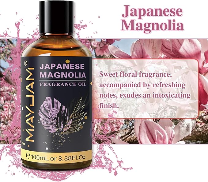 MAYJAM 100ML/3.38FL.OZ Japanese Magnolia Fragrance Oils with Glass Dropper, Essential Oils for Diffusers for Home, Long Lasting Scented Oils for Diffusers Soap Candle Making