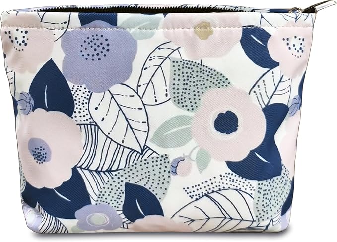 STARDW Aesthetic Floral Makeup Bag Cute Small Cosmetic Bags for Women Girls, Travel Toiletry Bag Large Capacity Zipper Makeup Pouch, Purse Organizer Pouches (Abstract Flowers)