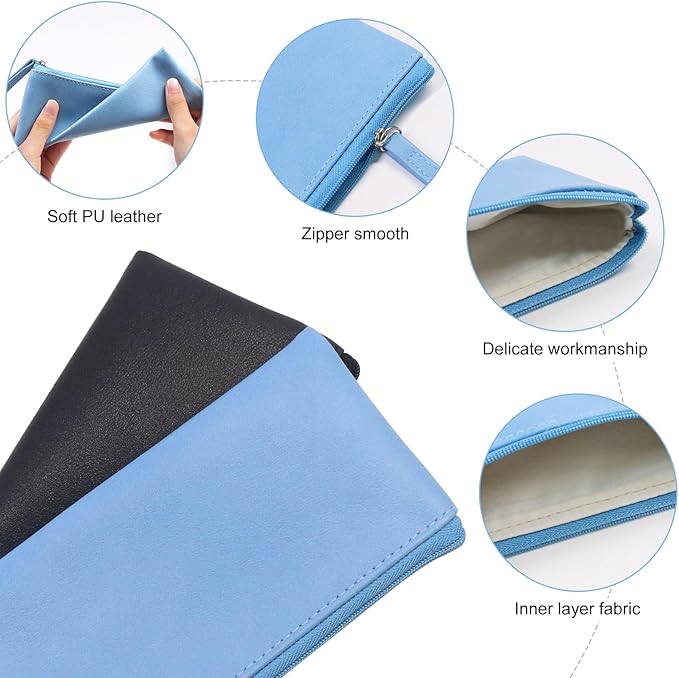 SumDirect PU Leather Cosmetic Pencil Bags - Small Soft Makeup Pouch with Zipper, Pencil Pouch Case Simple Comestic Organizer