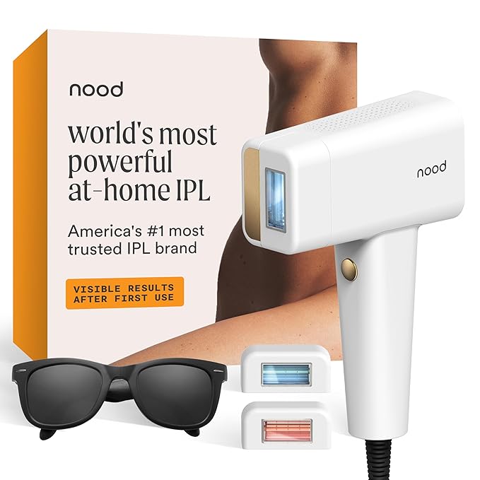 Nood™ Flasher Pro — IPL Laser Hair Removal Device & Anti-Aging Red Light Therapy for Women & Men — Pain-free & Permanent, Visible Results After First Use & Works Everywhere Hair Grows — Gloss White