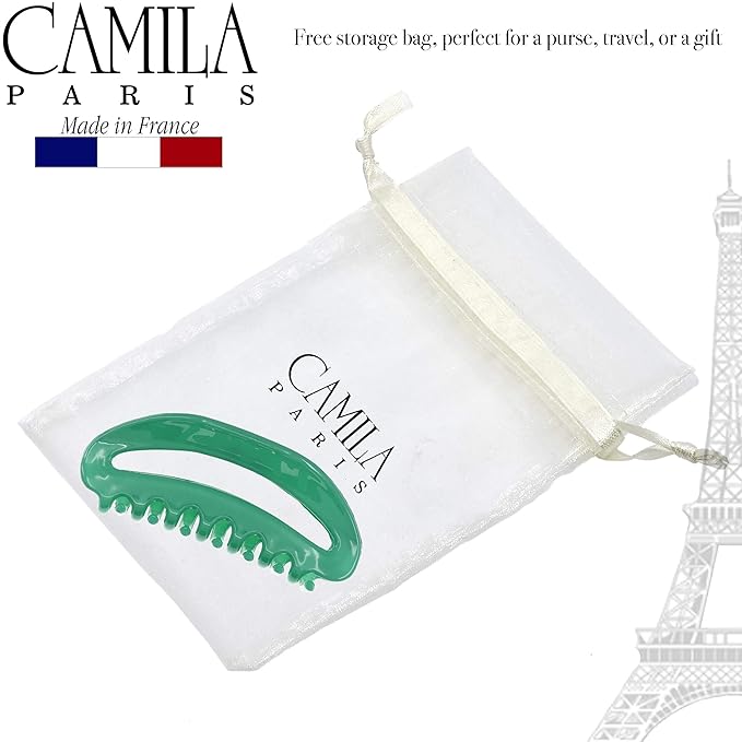 Camila Paris CP2581 French Hair Clip for Women, Green, Girls Hair Claw Clip Jaw Fashion Durable and Styling Hair Accessories for Women, Luxury Ladies Strong Hold No Slip Grip Clamp, Made in France