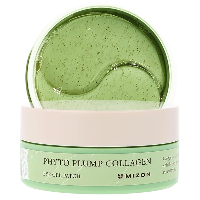 MIZON Phyto Plump Collagen Eye Gel Patch with Moringa, Triple Hyaluronic Acid, and Botanical Extracts for Brightening, Hydration, and Elasticity – 60pcs – Improves Vitality and Glow