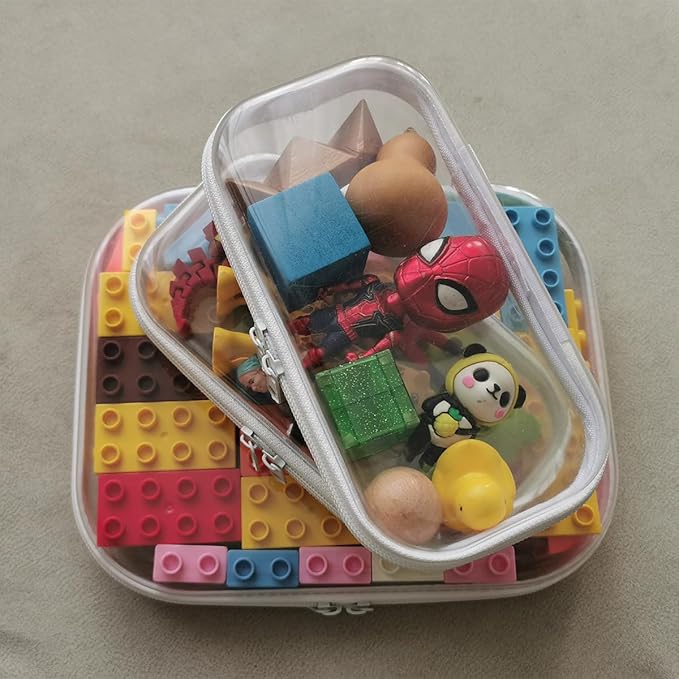 Clear Hard Shell Zipper Case Upgraded Thicker Transparent Pencil Case Toiletry Pouch, Clear Zipper Pouches Hard Shell Travel Organizer, Cosmetic Bag, Lidded Storage Bins Playroom Toy Bin (SSM)