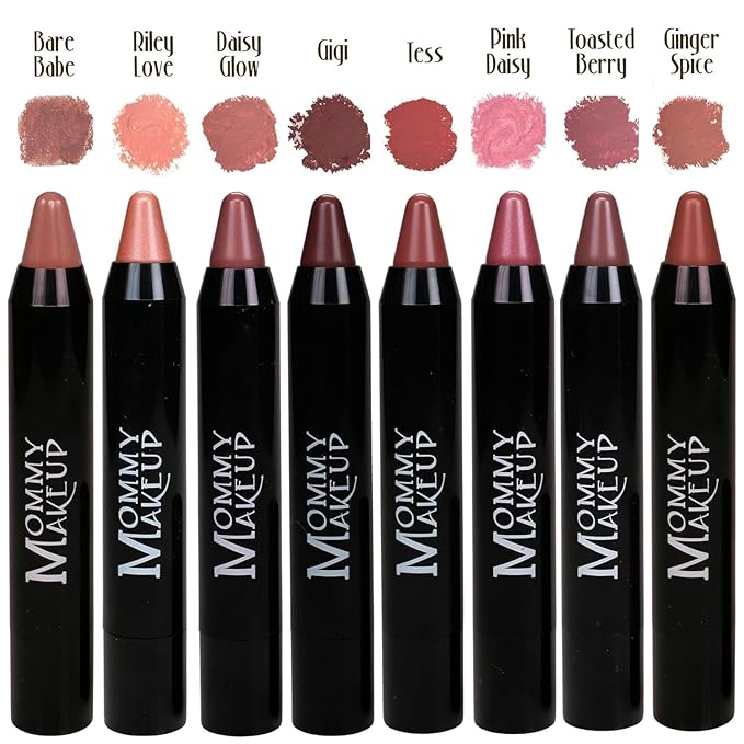 Mommy Makeup Triple Sticks Lipstick, Cream Blush & Teatment All-In-One with Shea & Cocoa Butter - Soft & Creamy Moisturizing Lip Crayon For Lips & Cheeks (Tess)