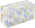 Floral Cotton Makeup Brush Cosmetic Bag for Women & Men, Travel Quilted Zipper Pouch, Large Capacity Flowers Toiletry Organizer, Kawaii Makeup Storage Case, Cosmetic Travel Cloth Bag-Blue Flowers