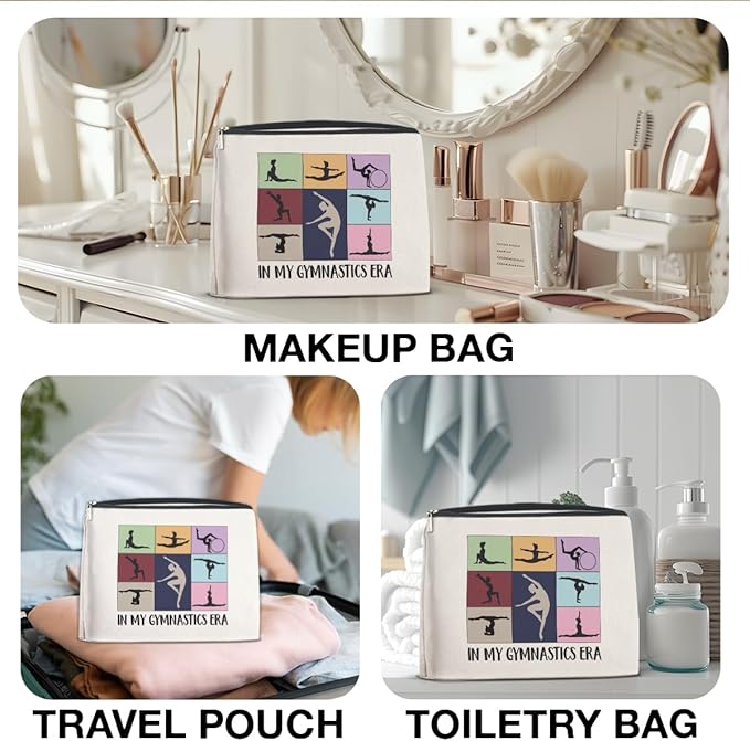 Gymnastics Gifts Makeup Bag, Gymnast Team Graduation Gift for Women Girls Thank You Appreciation Gifts for Gymnastics Coach Friend Coworker Gymnastic Stuff Accessories Cosmetic Travel Bag for Purse