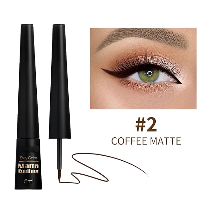 MAEPEOR Ultra-Fine Liquid Eyeliner Light Brown High-Pigmented Matte Eyeliner Pen Stay All Day Makeup with Fine Brush Tip (L02 Coffe Matte)