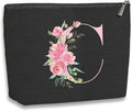 A-Z Personalized Cosmetic Bag Monogrammed Makeup Bags Bridesmaid Gifts Custom Toiletry Pouch Gifts for Women Mom Best Friend Sister Bride Bridesmaid (C)