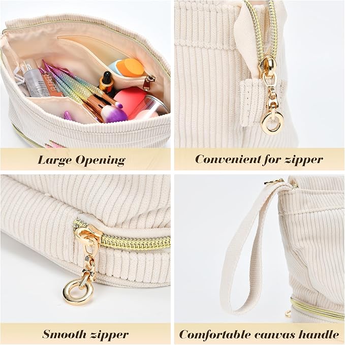 Makeup Bag for Girls Gift, Personalized Christmas Gifts Initial Women Makeup Bag for Travel, Double Layer Cosmetic Bag with Brush Organizer Preppy Make up Bag for Teen Girl Trendy - D