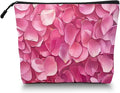 Cosmetic Bags Travel Makeup Toilet Case Waterproof Pouch for Women Girls 6.7X9.45inches - Pink Petals in A Layered Composition
