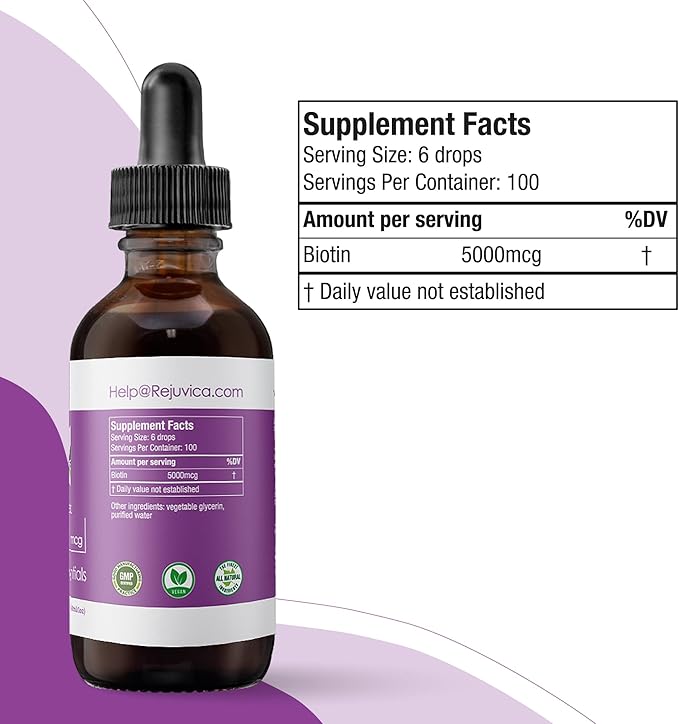 Active Biotin for Healthy Hair, Skin, and Nails | Convenient Liquid Dropper Absorbs Fast & Tastes Great | 3-Pack