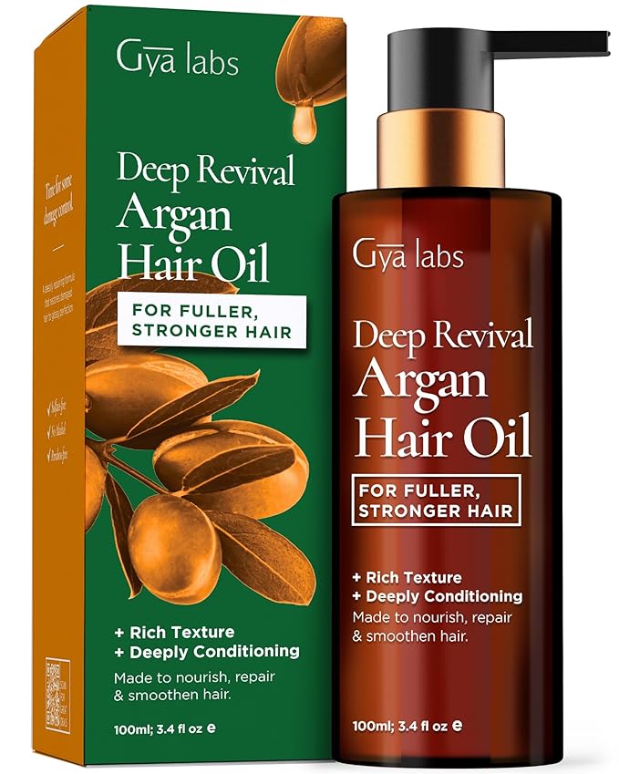 Gya Labs Deep Revival Argan Oil - 3.4 Fl Oz - for Frizzy, Damaged & Color-Treated Hair - Strengthening, Shine & Protection